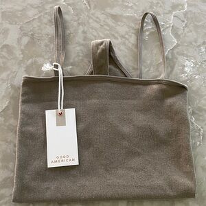 NWT Good American 1 - 2 XS TAUPE micro bodysuit thong max stretch scuba tank